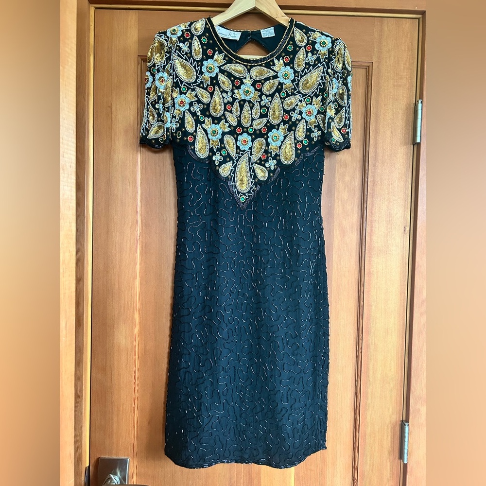 100% Silk Vintage Laurence Kazar Beaded Dress
